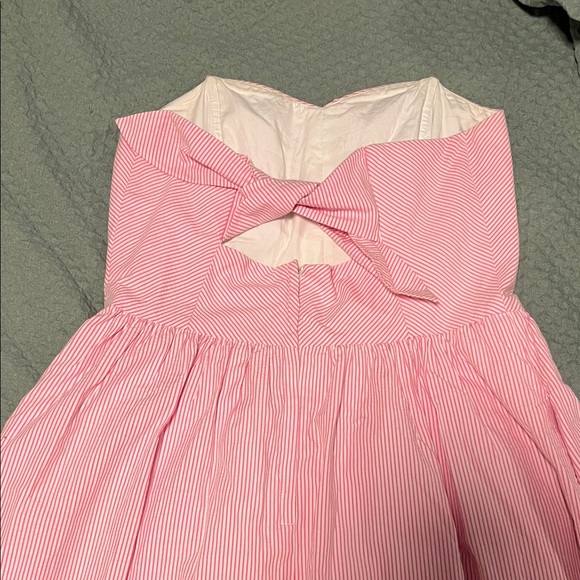Lilly Pulitzer Richelle Pink and White Striped Seersucker Strapless Dress Size 8 - Picture 3 of 7